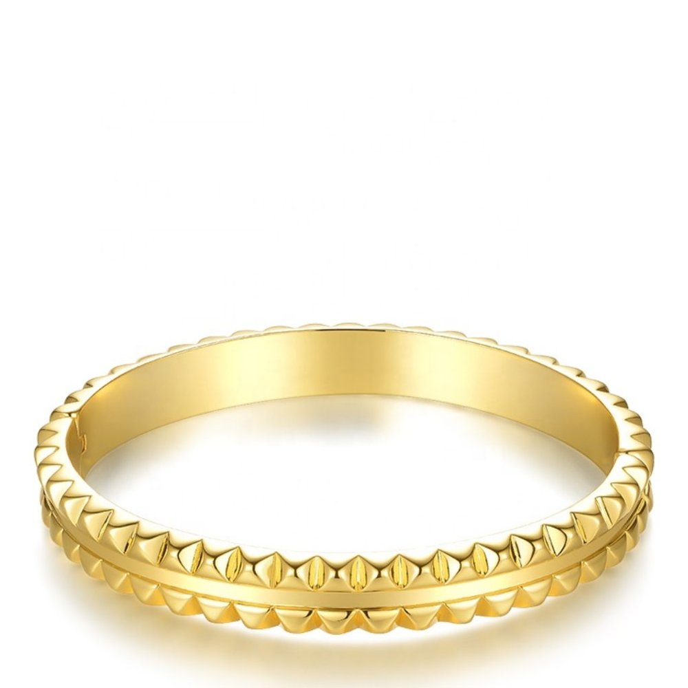 Pyramid Studs Cuff Bracelet Geometric Bangle - Picture 2 of 5